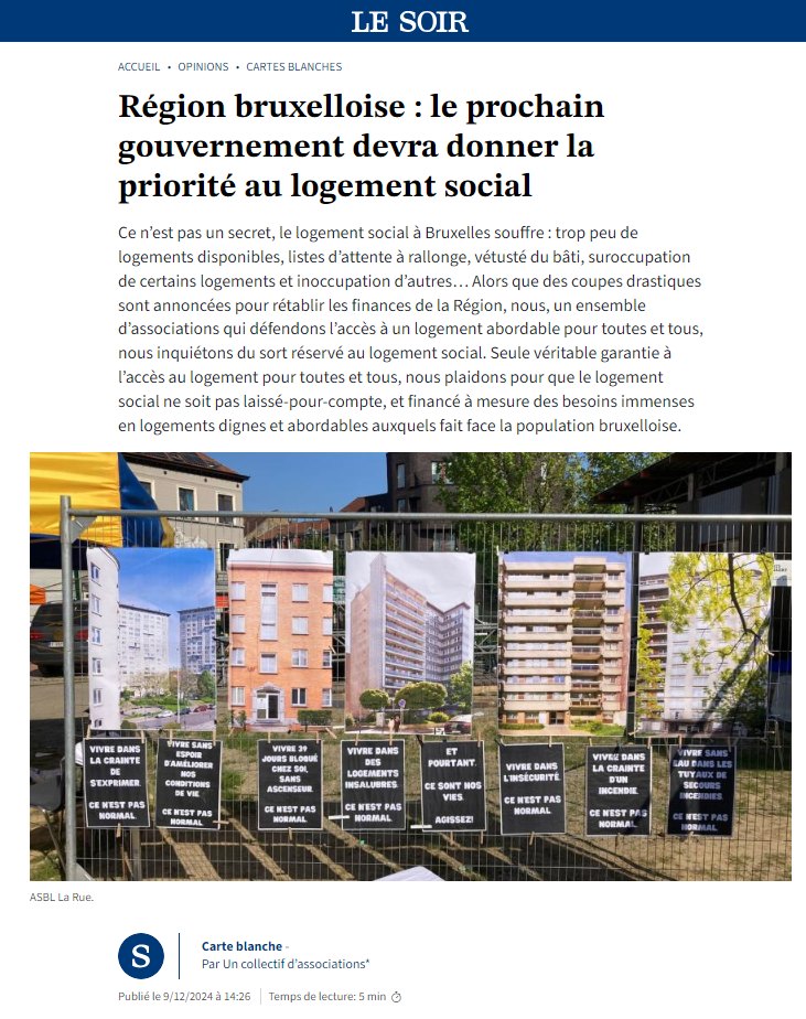 Le Soir – carte blanche du 9 décembre 2024